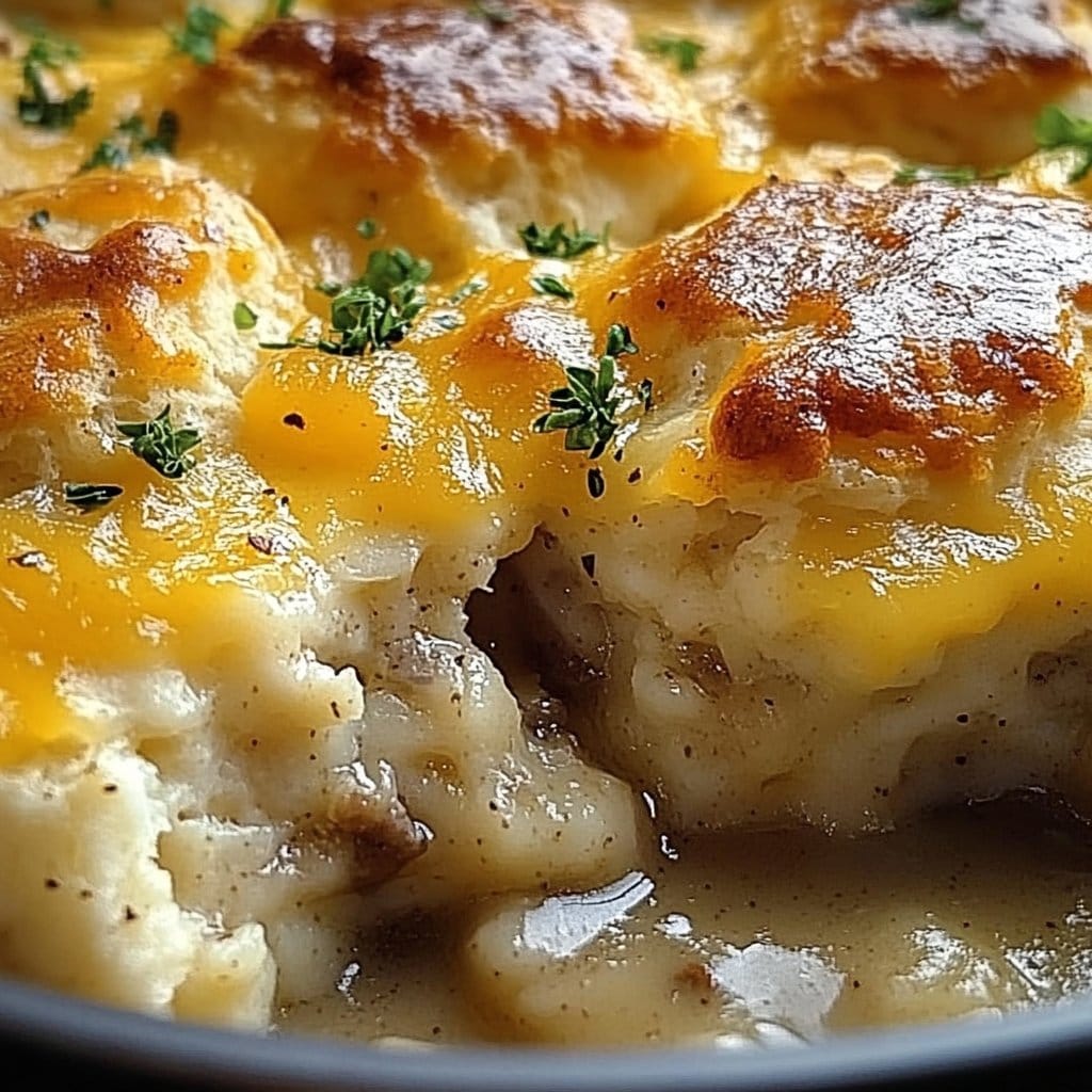 Hashbrown Gravy Biscuit Bake