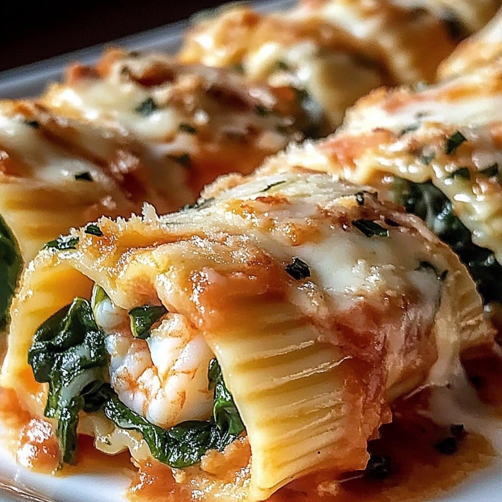Irresistible Shrimp Spinach Stuffed Pasta Rolls