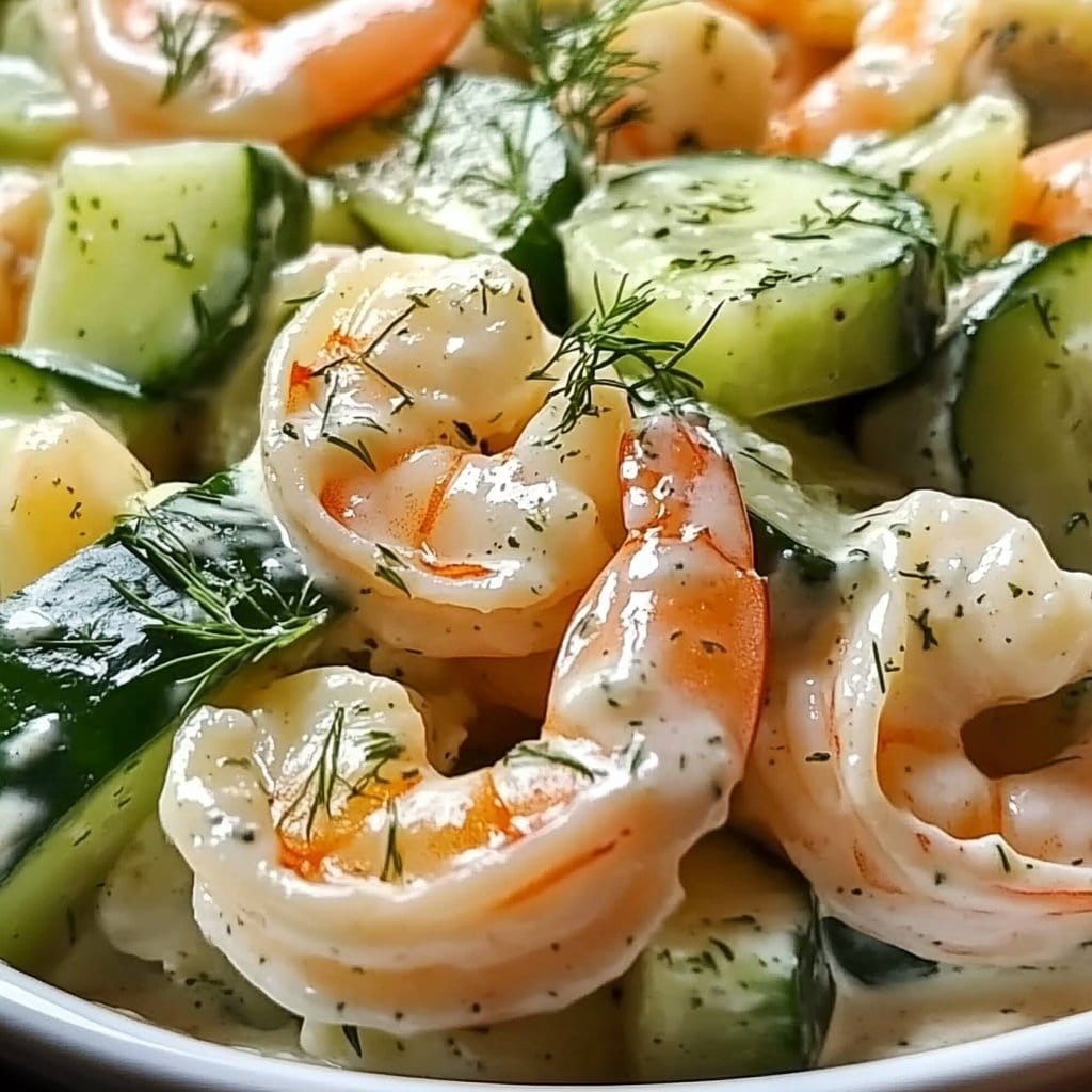 Deliciously Creamy Cucumber Shrimp Salad