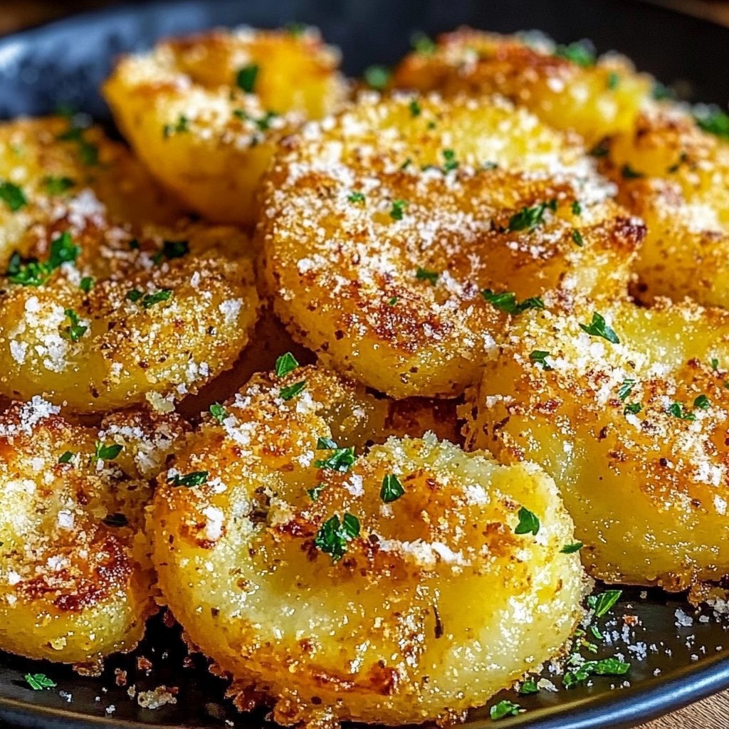 Delicious Crispy Garlic Butter Parmesan Smashed Potatoes