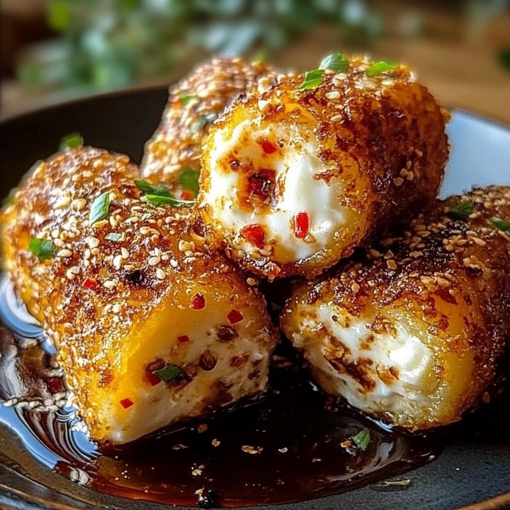Crispy Fried Goat Cheese Rolls with Hot Chili Honey