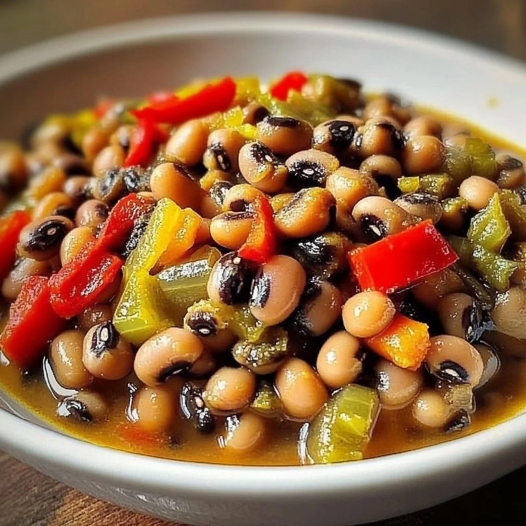 Plate of African Black-Eyed Peas served with spices and herbs