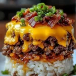 Bacon Cheeseburger Rice Stack