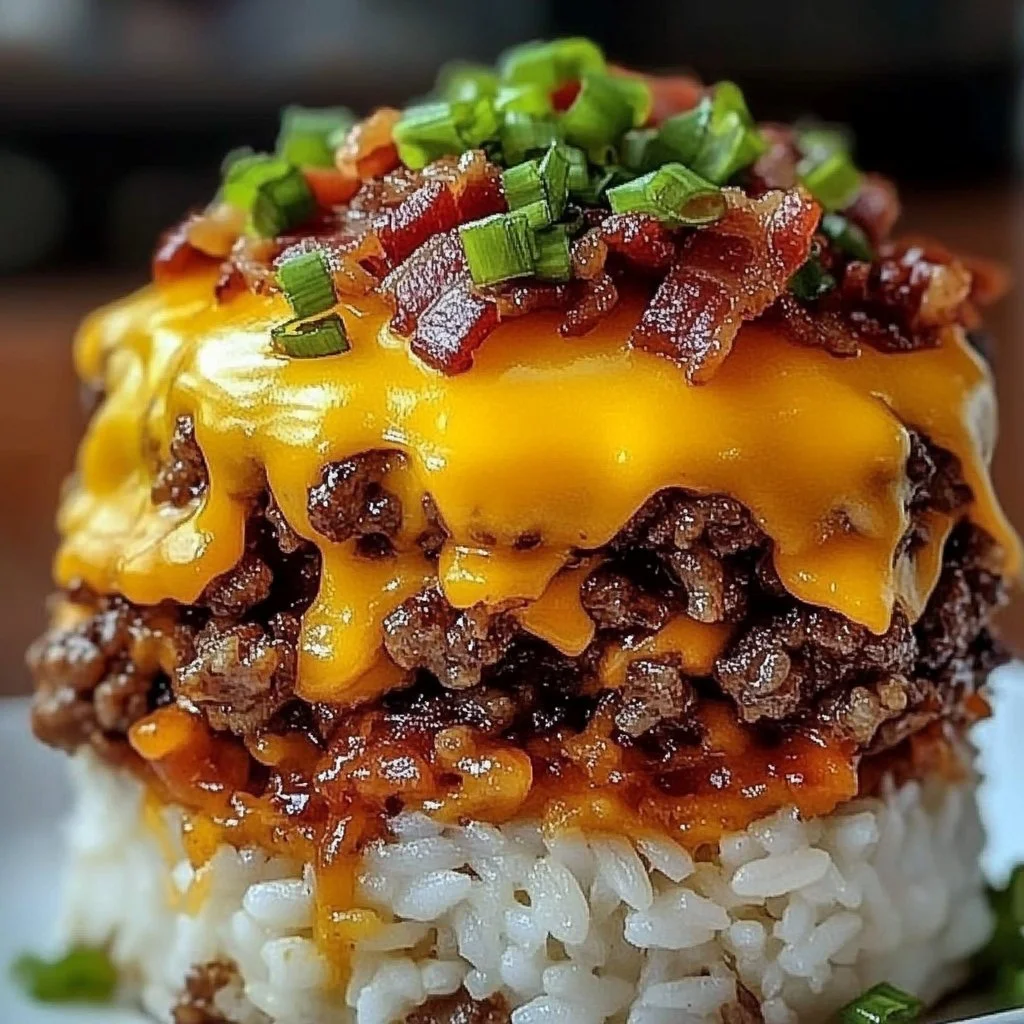 Bacon Cheeseburger Rice Stack
