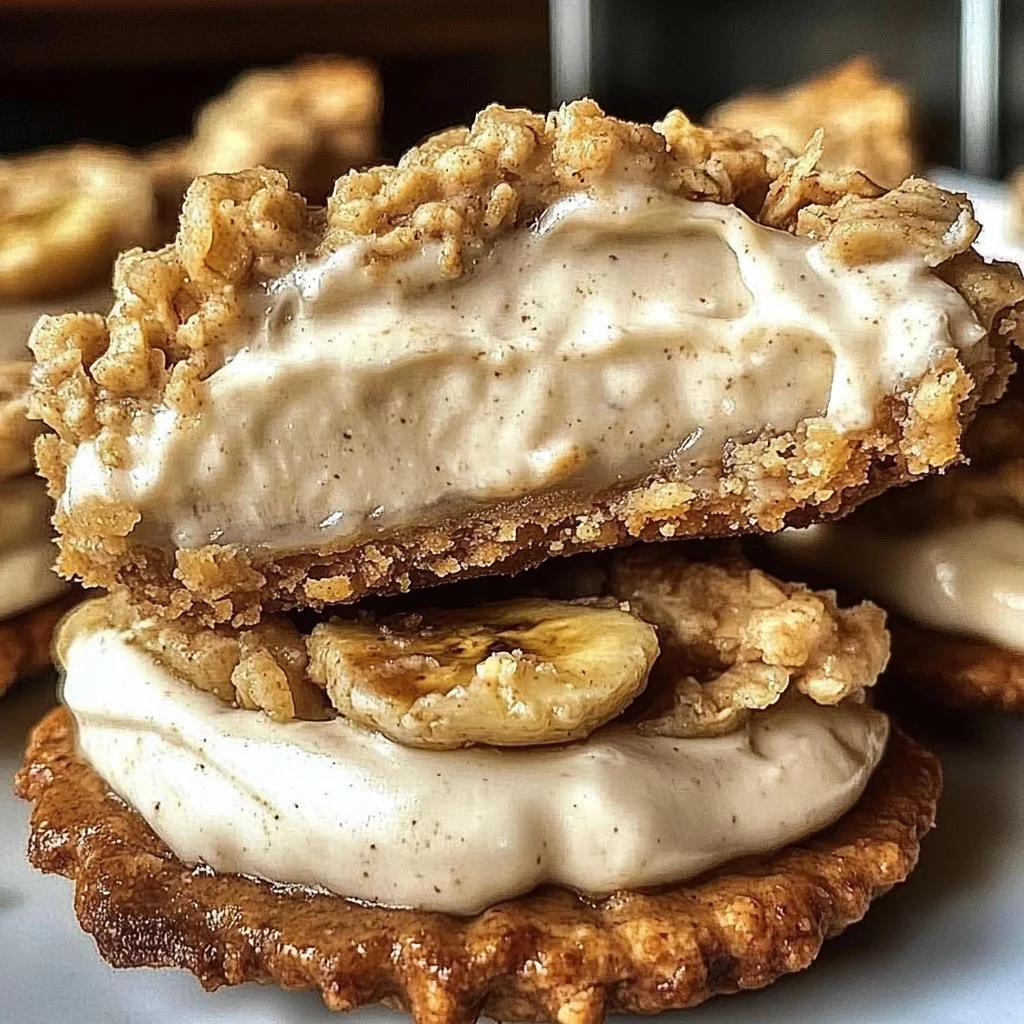 Delicious Banana Oatmeal Cream Pies with creamy filling and banana flavor