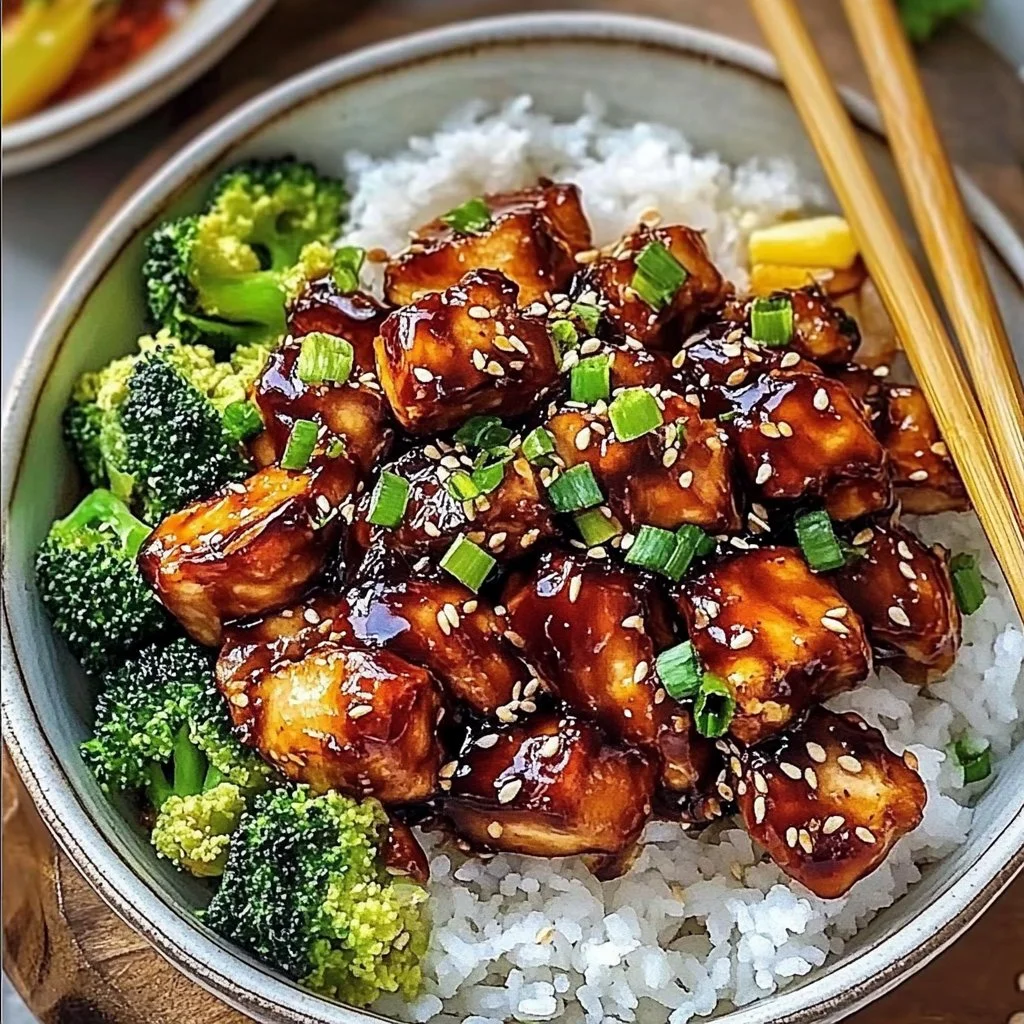Delicious teriyaki chicken bowl with vibrant vegetables and rice