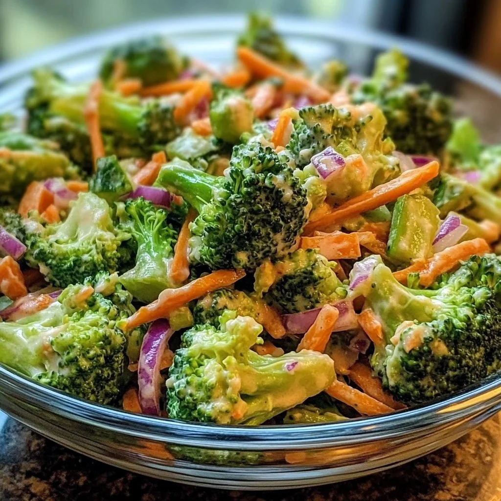 Healthy Broccoli Salad with vibrant vegetables and creamy dressing