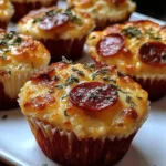 Cheesy pizza cupcakes fresh out of the oven, a delicious and easy snack.