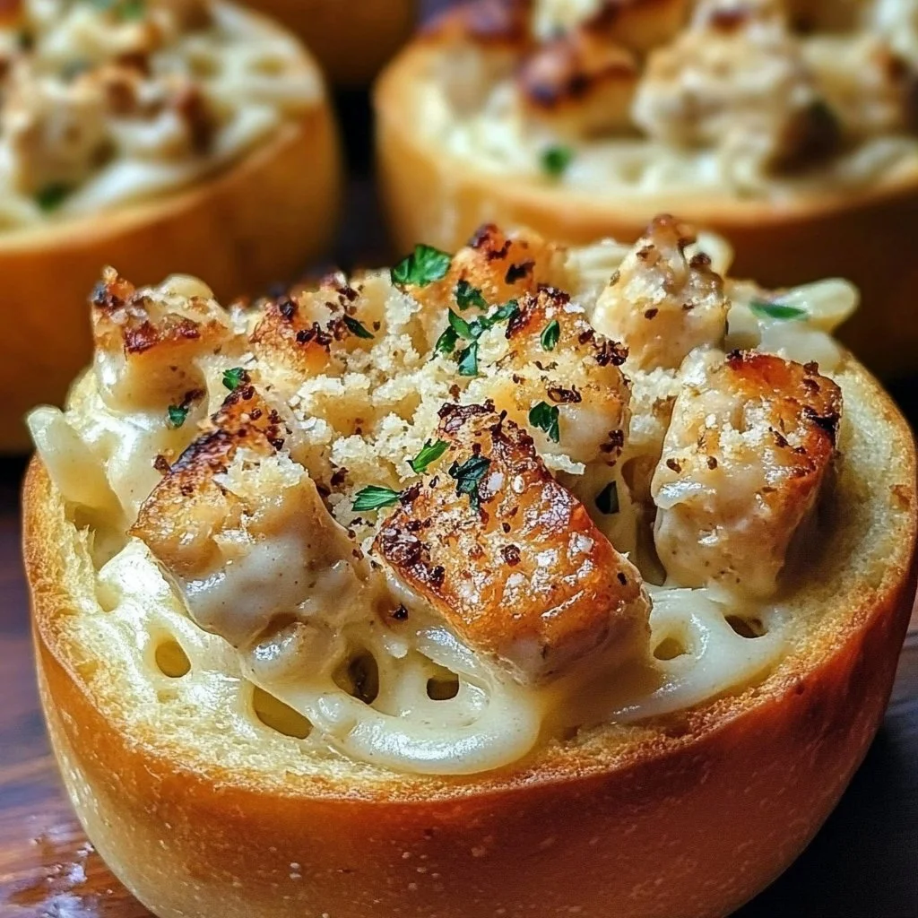 Chicken Alfredo Bread Bowls