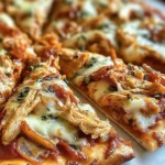 Delicious chicken crust pizza topped with fresh ingredients and spices
