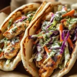 Chicken Pitas with Herbed Slaw