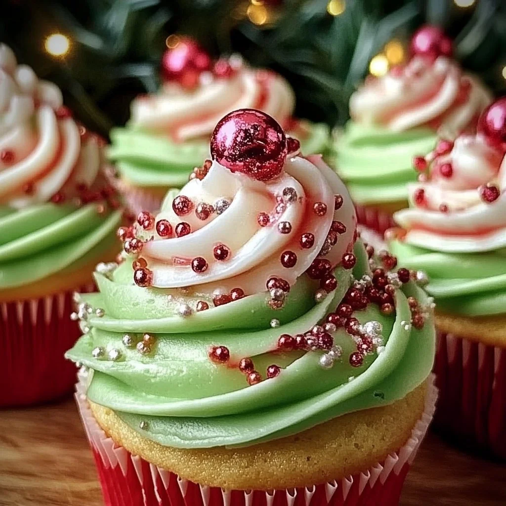 Christmas Candy Swirl Cupcakes