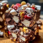 Christmas Rocky Road dessert with chocolate, marshmallows, and nuts