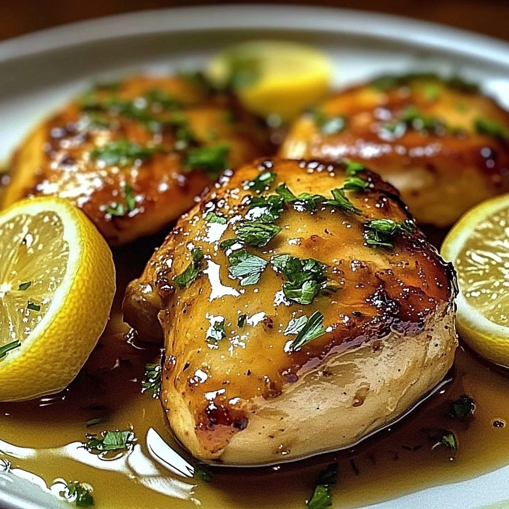 Delicious Cowboy Butter Lemon Chicken dish garnished with herbs