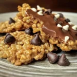 Delicious crunchy chocolate chip Rice Krispie cookies on a plate