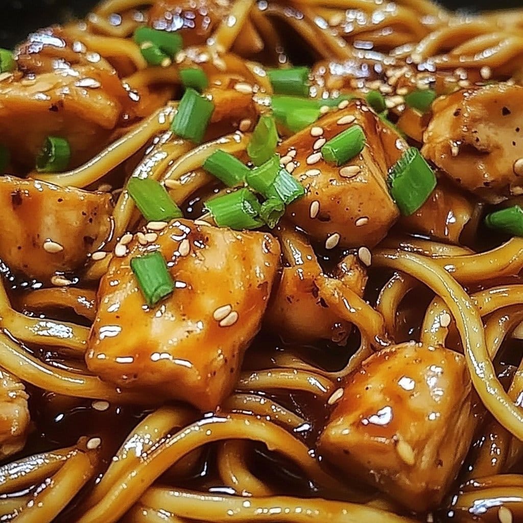 Irresistible Sticky Garlic Chicken Noodles