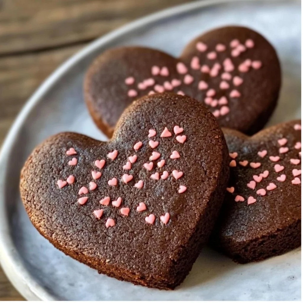 Chocolate Shortbread Heart Cookies