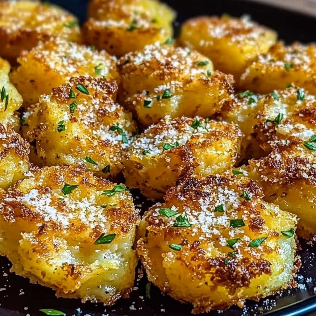Crispy Garlic Butter Parmesan Smashed Potatoes