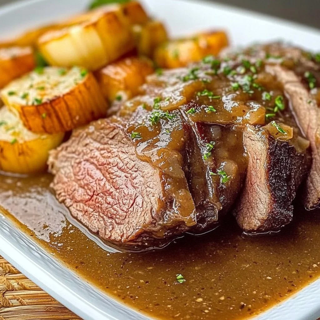 Dutch Oven Pot Roast Beef With French Onion