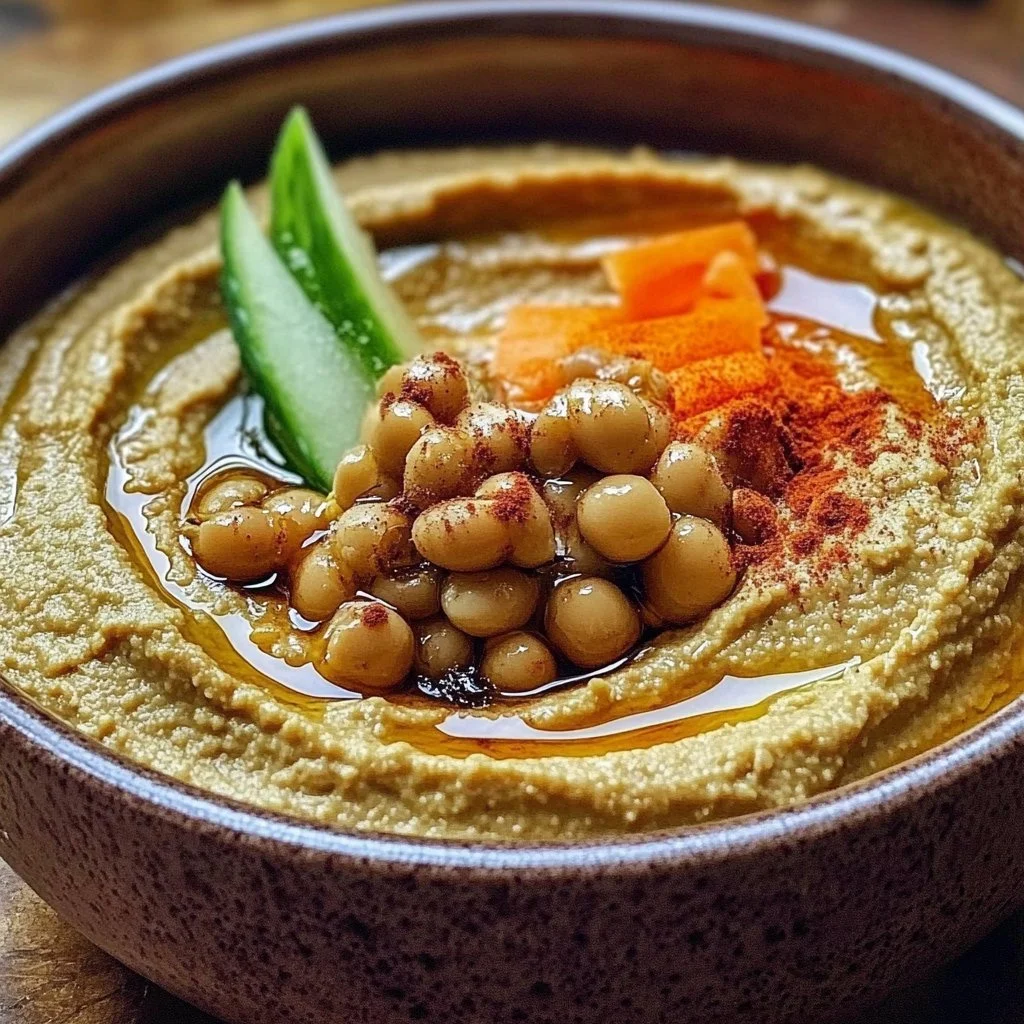 Creamy black eyed pea hummus served with fresh vegetables