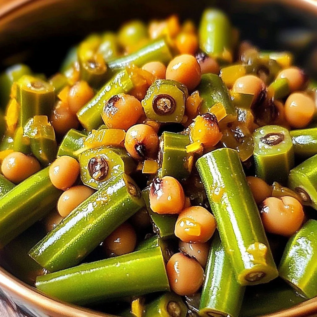 Delicious bowl of easy okra and black eyed peas recipe