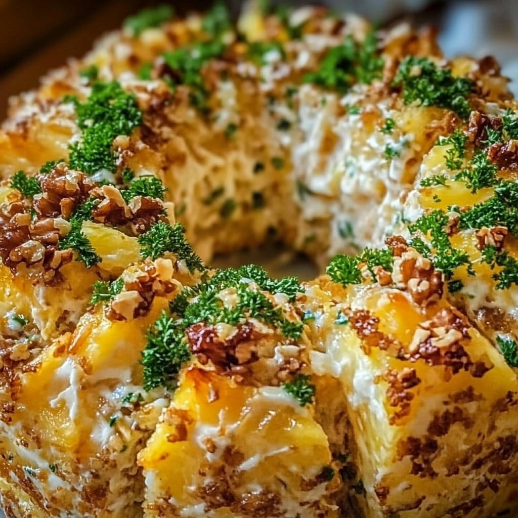 Pineapple & Green Onion Cheese Ball Wreath