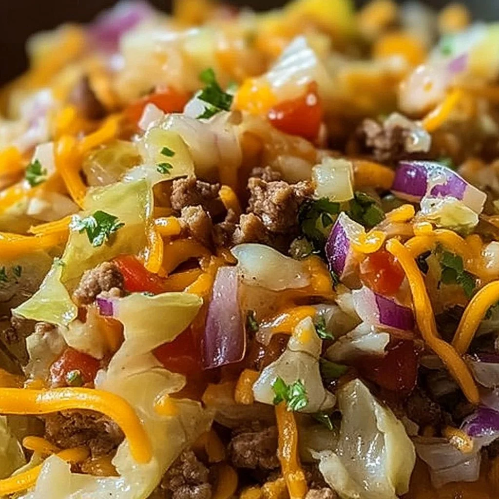 Bowl of Frito Cowboy Cabbage topped with crispy Fritos and fresh ingredients