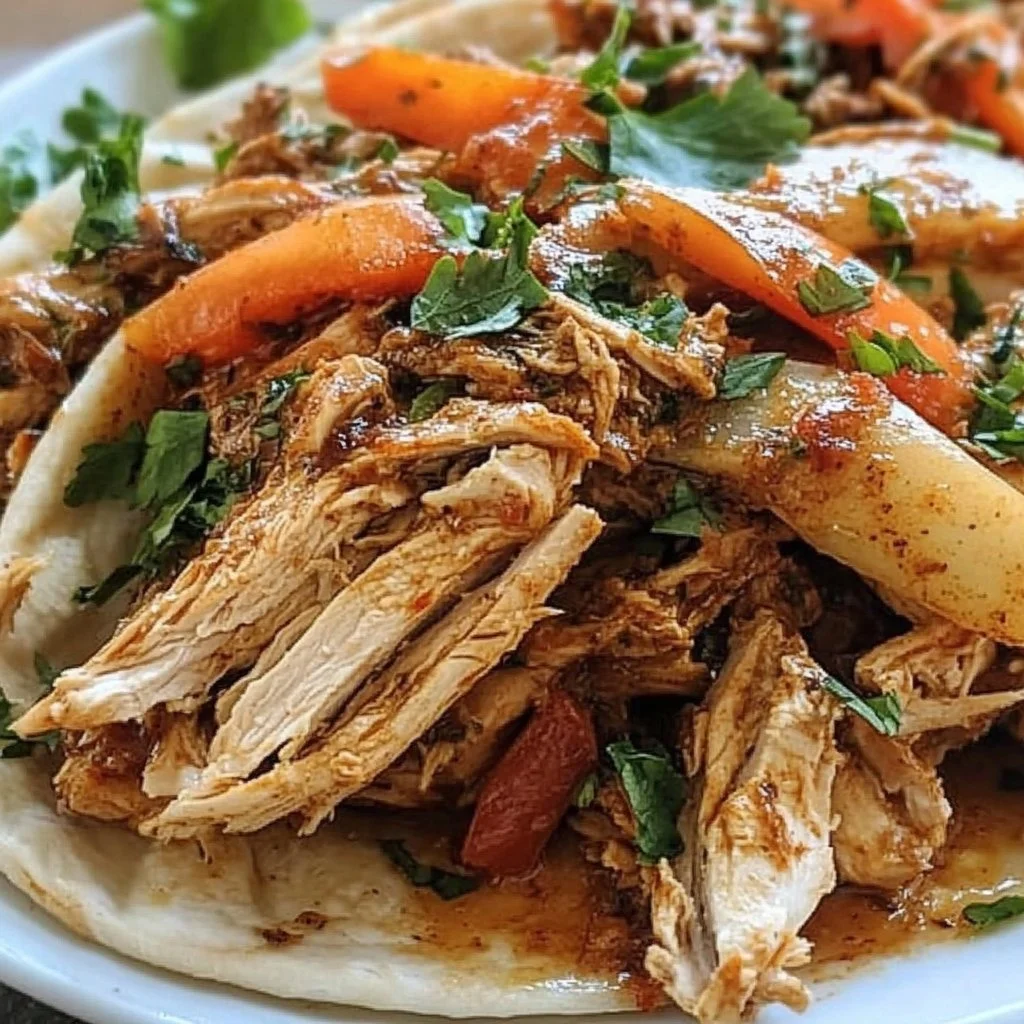 Delicious slow cooker chicken shawarma with aromatic spices