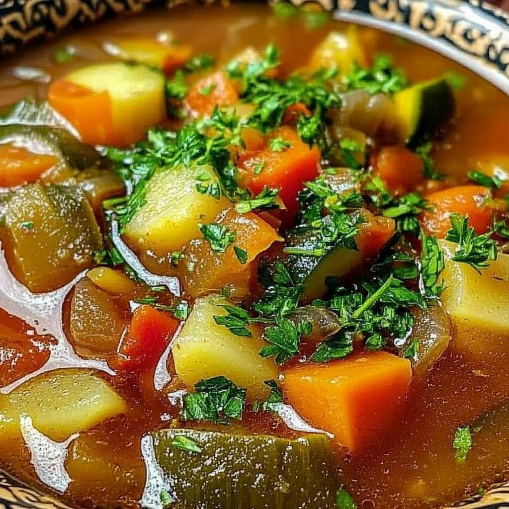 Hearty Rustic Vegetable Soup with Fresh Herbs