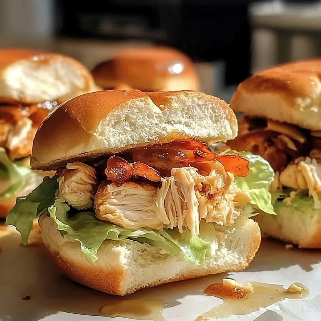 Honey Mustard BLT Chicken Sliders served on a platter with fresh ingredients