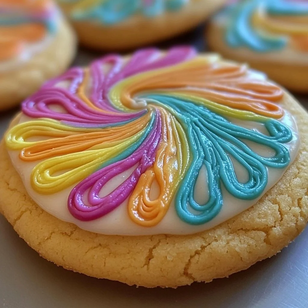 Colorful icing on beautifully decorated sugar cookies.