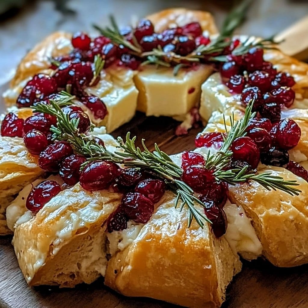 Brie Cheese and Cranberry Christmas Wreath