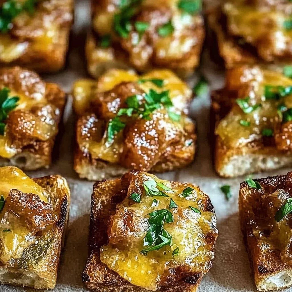 A plate of delicious hanky panky appetizers ready for serving at a party.
