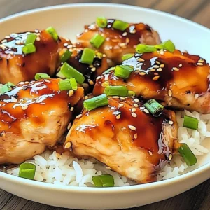 Delicious honey sriracha chicken garnished with green onions and served on a plate.