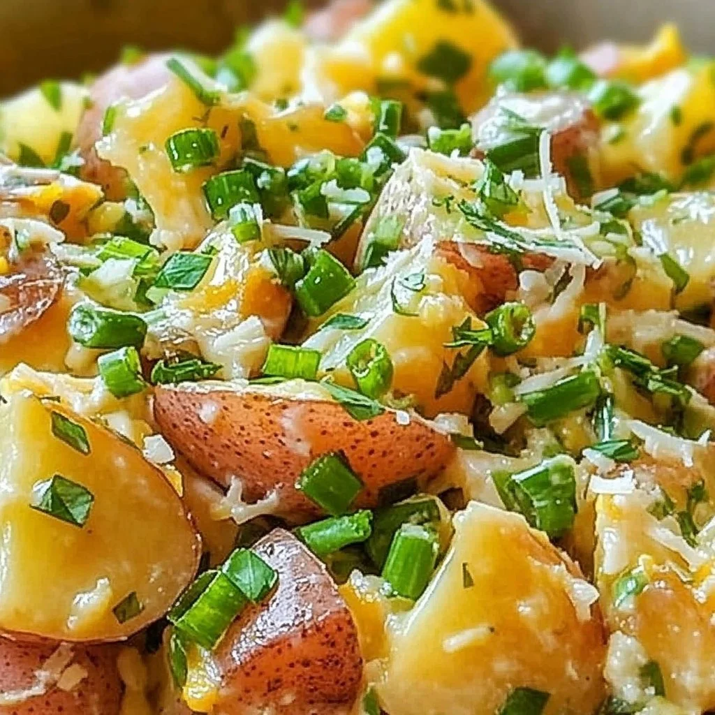 Delicious jalapeño popper roasted potato salad served in a bowl.
