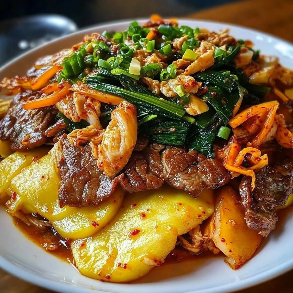 Korean New Year dishes showcasing traditional foods and warm family gatherings.