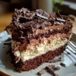 No-Bake Chocolate Ripple Cake with layers of chocolate and cream