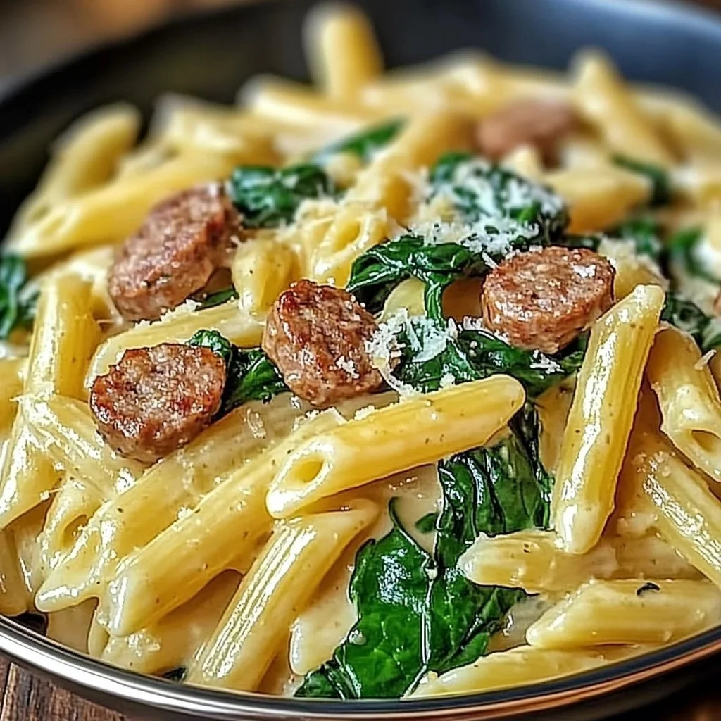 One-Pan Creamy Penne with Spinach