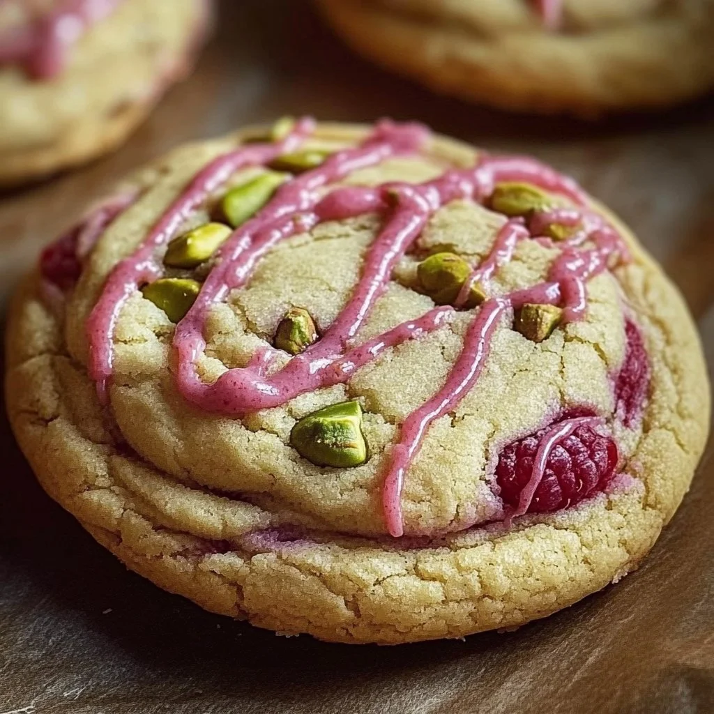Pistachio and Raspberry Cheesecake Cookies
