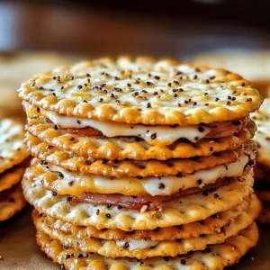 Ritz Cracker party sandwiches ready for serving at a festive gathering