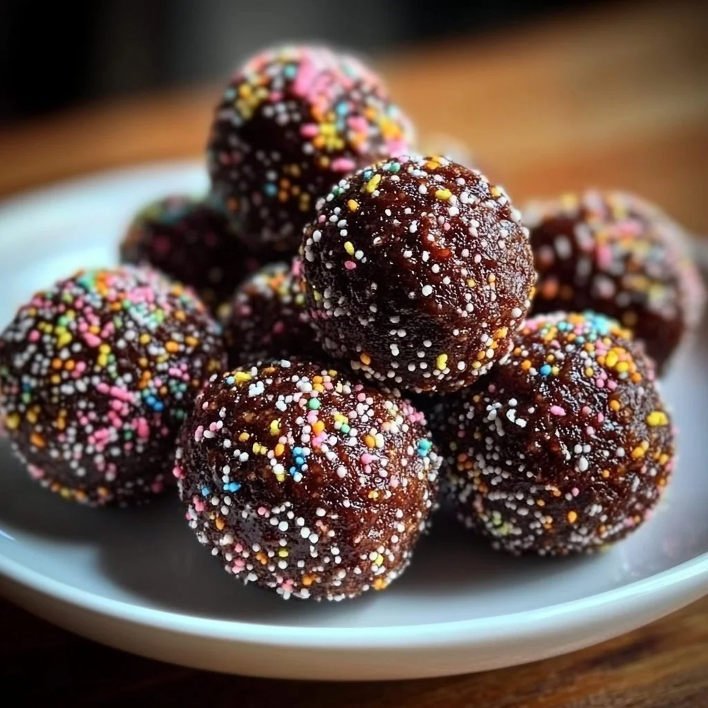 Delicious homemade Rum Balls rolled in chocolate and nuts.