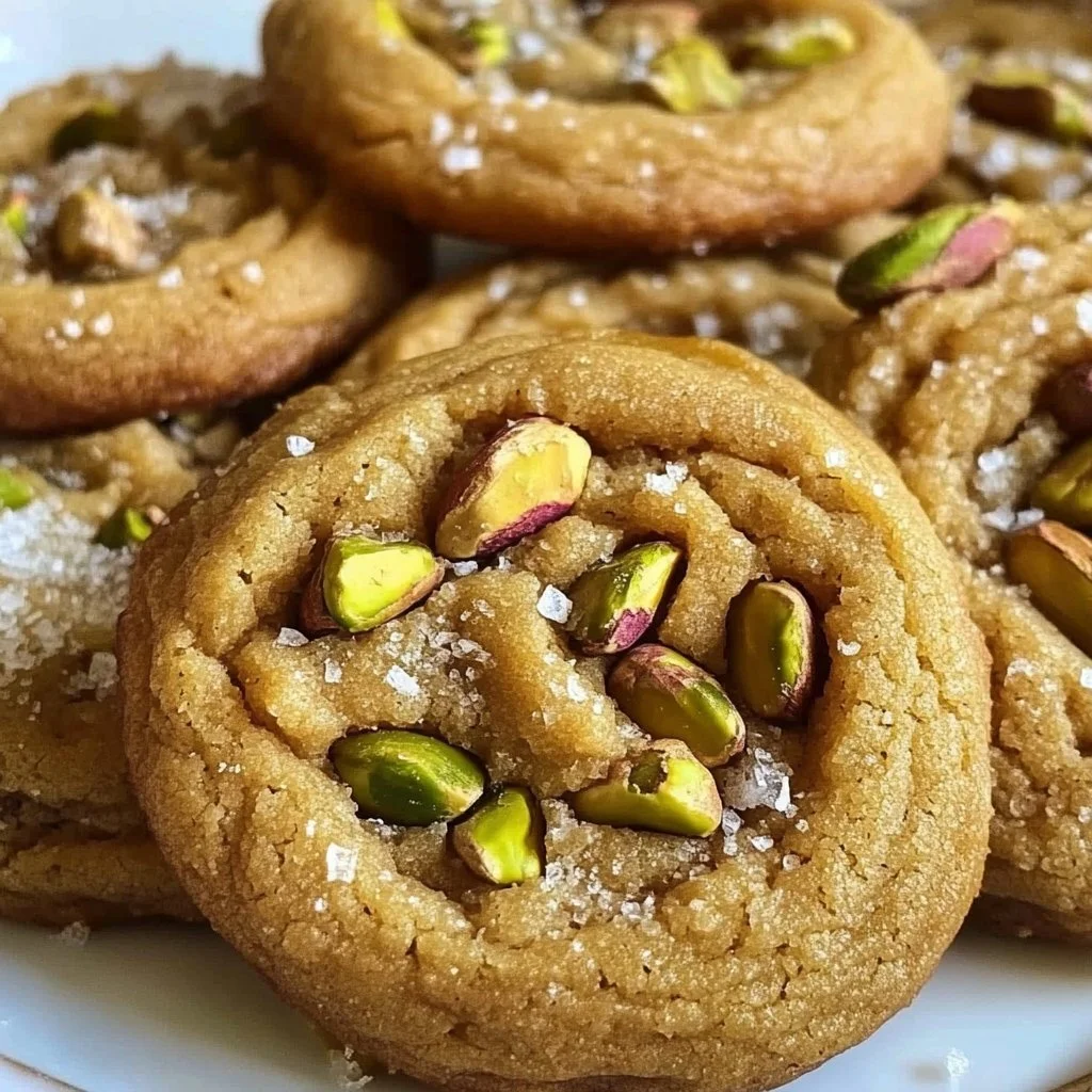 Delicious Salted Honey Pistachio Cookies on a plate ready to enjoy