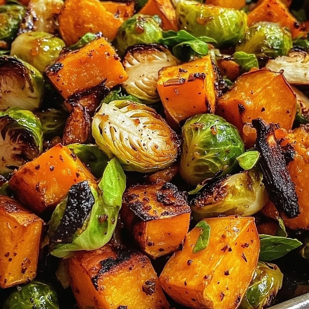 Irresistible Sheet Pan Sweet Potato & Brussels Sprouts