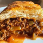 Delicious Sloppy Joe Casserole topped with cheese in a baking dish
