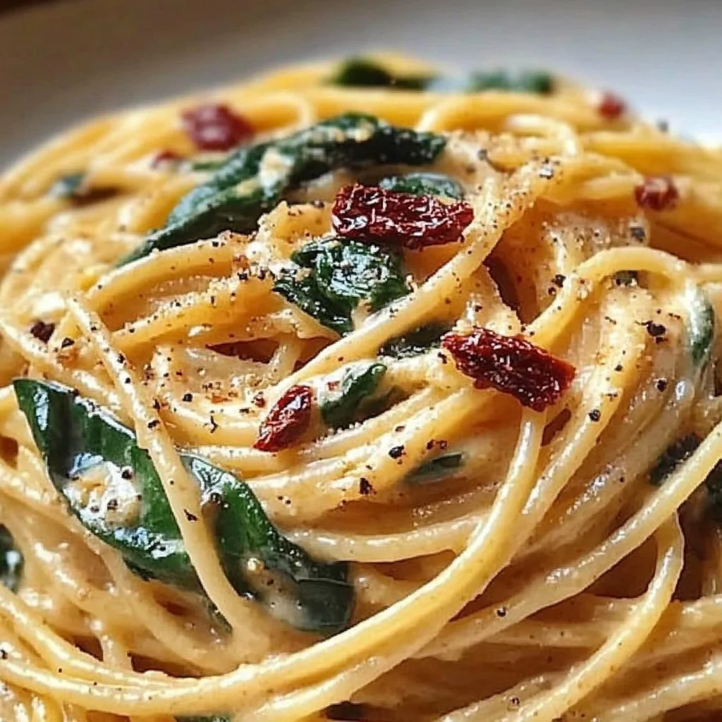 Spaghetti with Spinach and Sun-Dried Tomato
