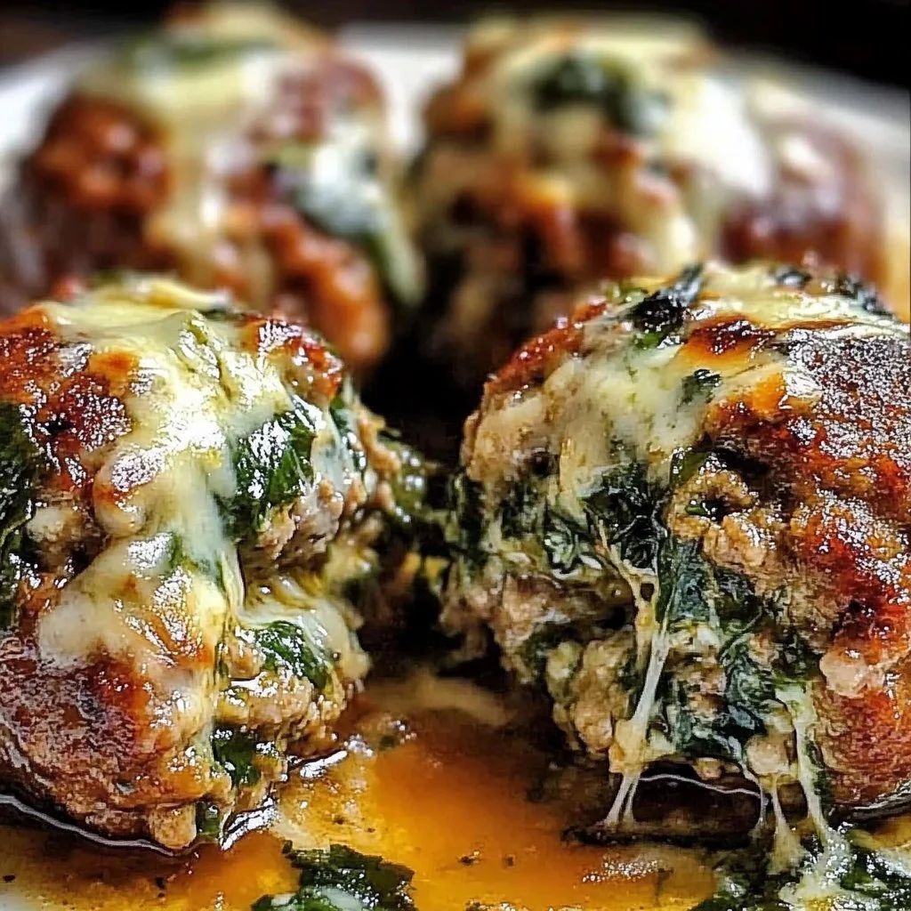 Spinach Garlic Meatballs Stuffed