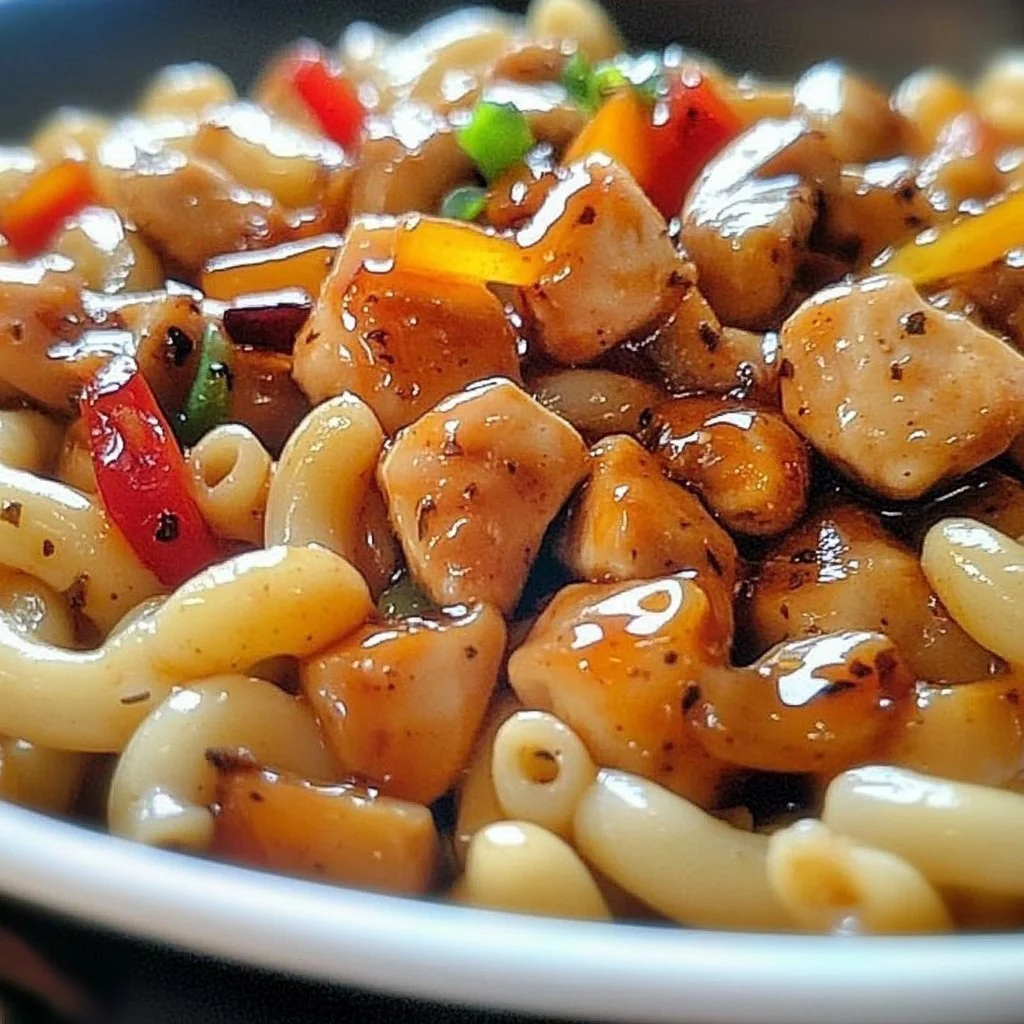 Delicious Honey Pepper Chicken Mac with sweet and spicy flavors