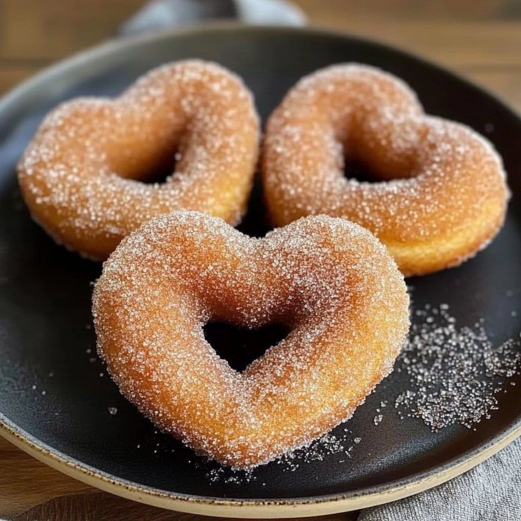 Cinnamon Sugar Heart Doughnuts