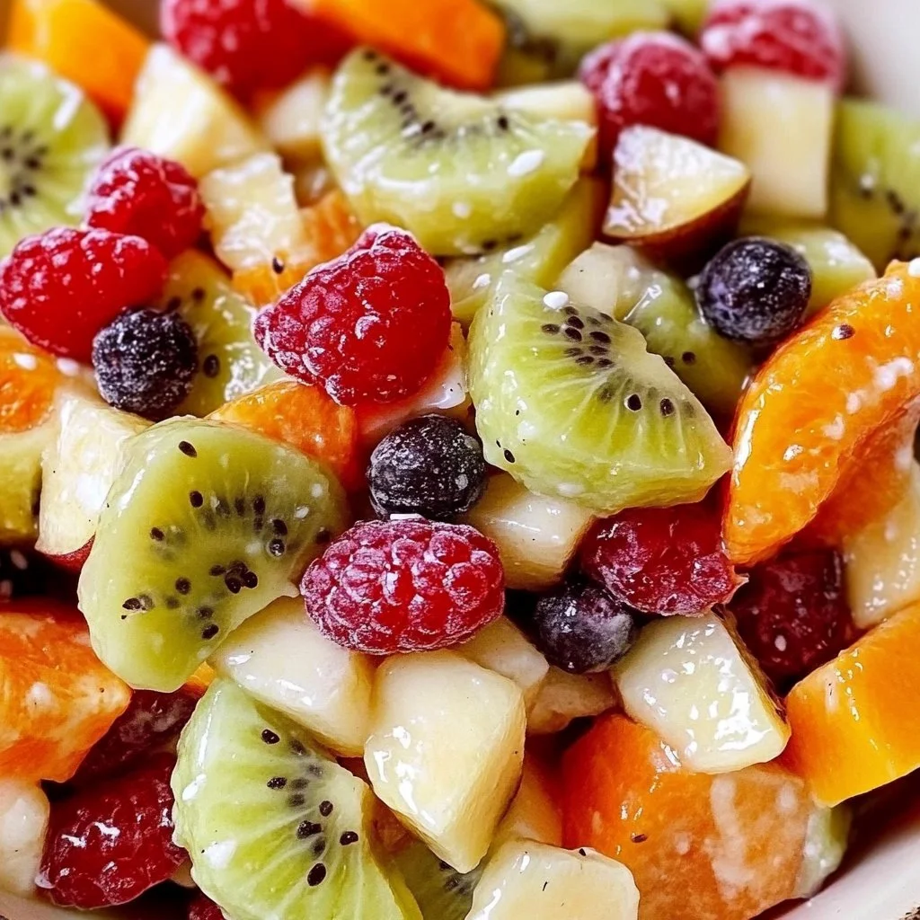 Colorful winter fruit salad with seasonal fruits for a healthy treat