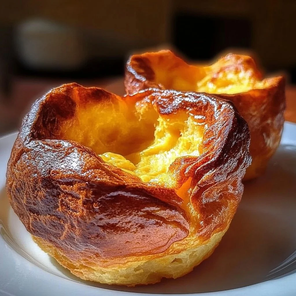 Homemade Yorkshire Pudding served with roast beef and gravy